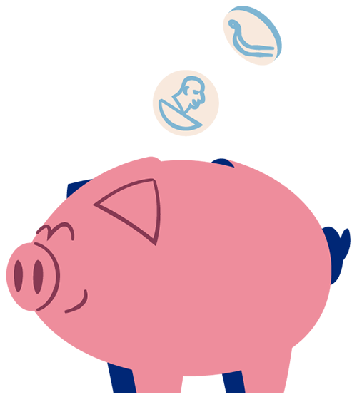 Rosa sparegris med penger