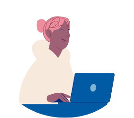 Kvinne som jobber på laptop. Illustrasjon.