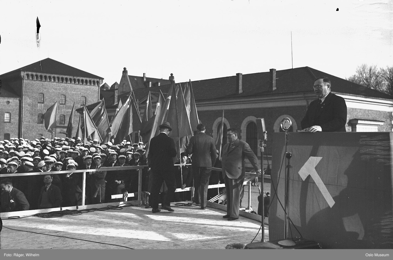 Johan Nygaardsvold taler under 1.mai