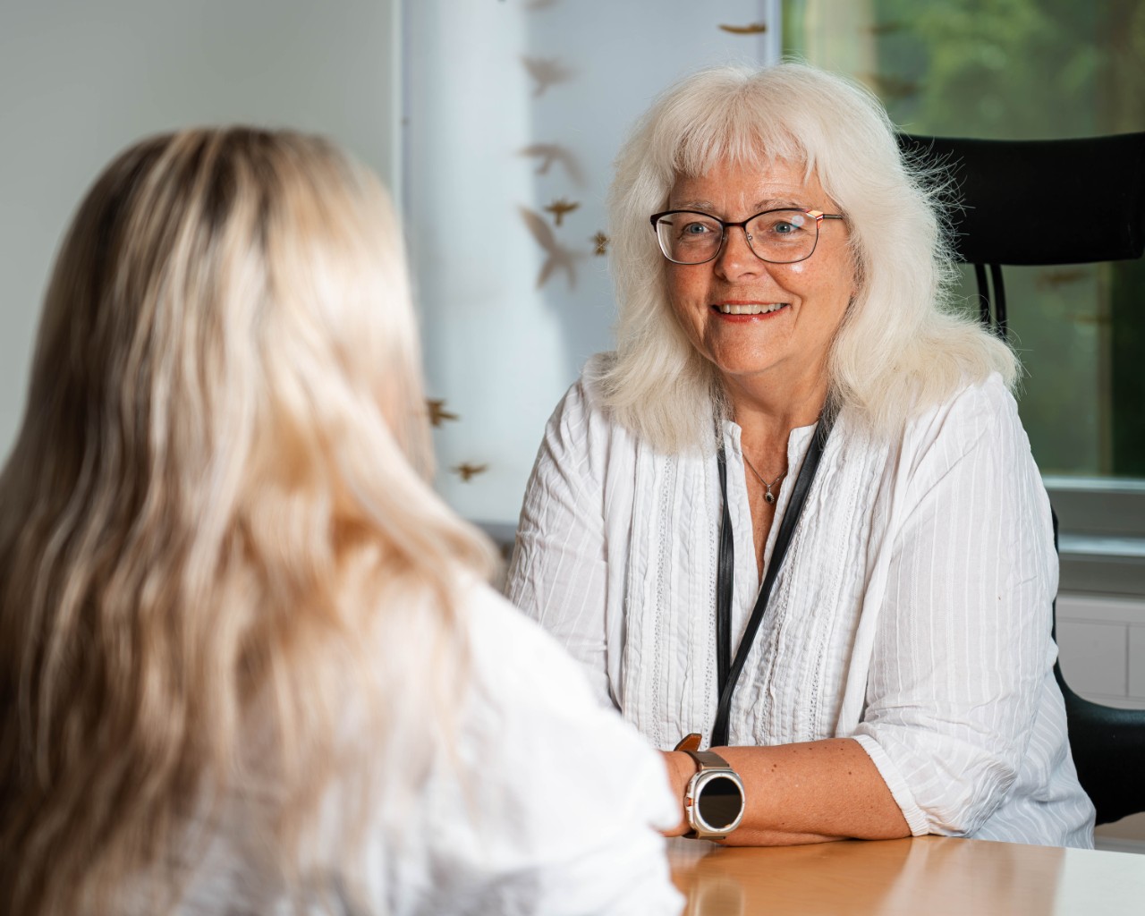 Rådgiver personmarked Anne Lillejordet i samtale med kunde.