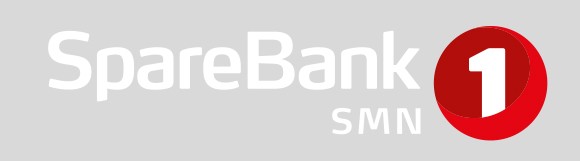 SpareBank 1 SMN logo, hvit på grå bakgrunn