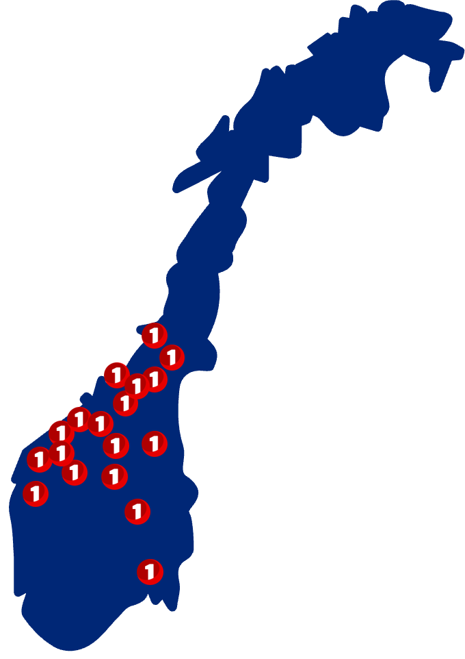 Kart over kontorer i Norge