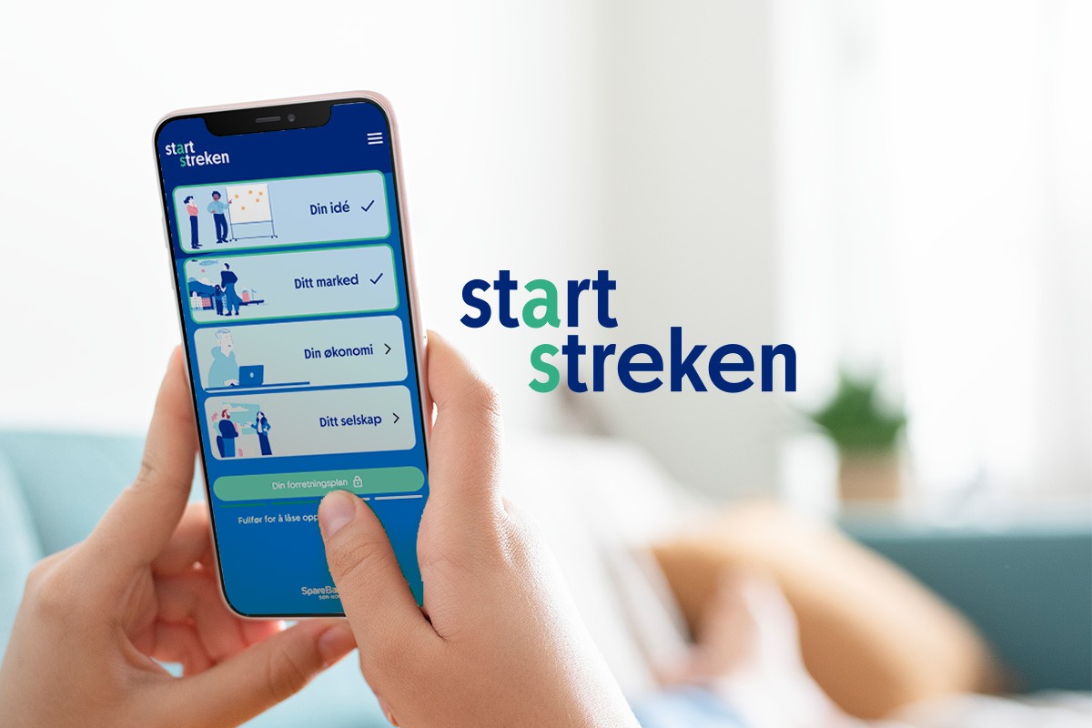 startstreken på mobil med logo