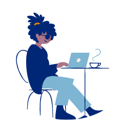 Kvinne som jobber på laptop. Illustrasjon.