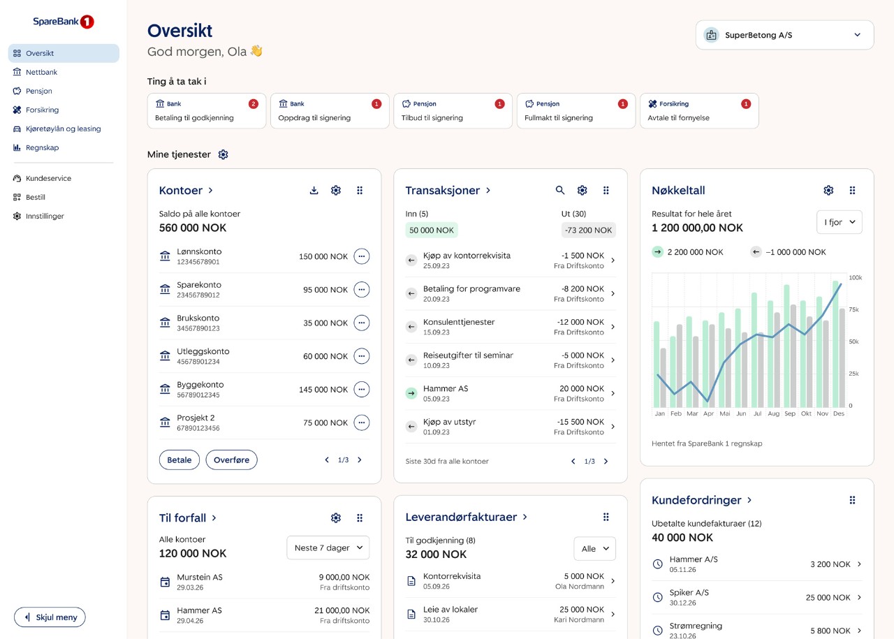 To kollegaer foran pc som jobber med sparebank 1 bedrift