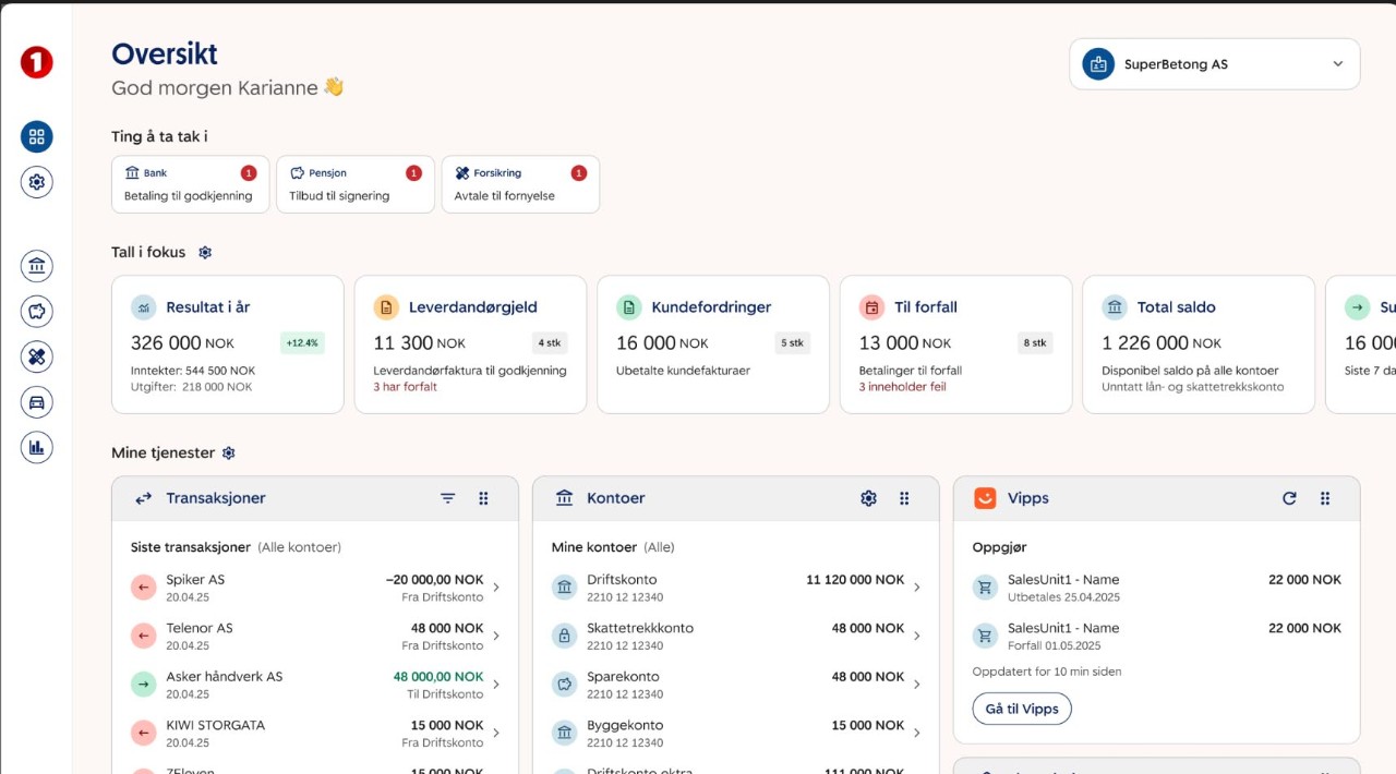SpareBank 1 Bedrift oversiktsbilde skjermkopi