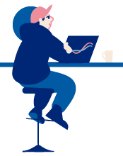 Illustrasjon av gutt med PC