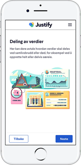 Ektepakt, skjermbilde av tjenesten fra Justify
