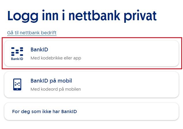 Innlogging med BankID-app i nettbanken
