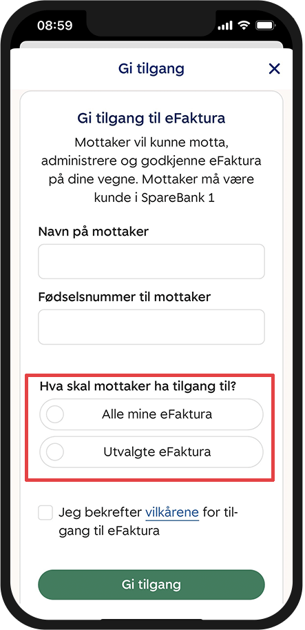 Mobilbank - slik gir du andre tilgang til dine eFaktura, steg 5